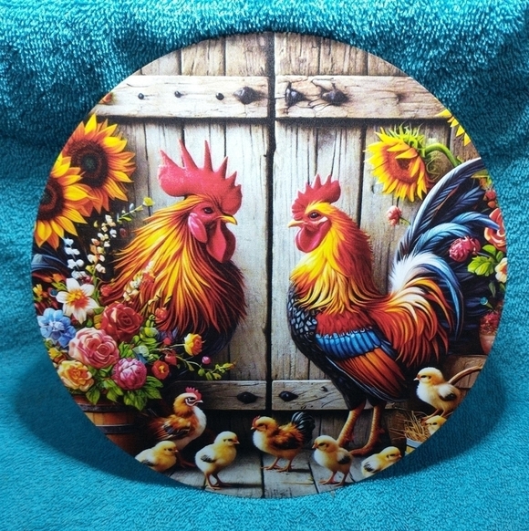 Other - Metal sign wall art decor colorful chickens farm garden home pretty cute
